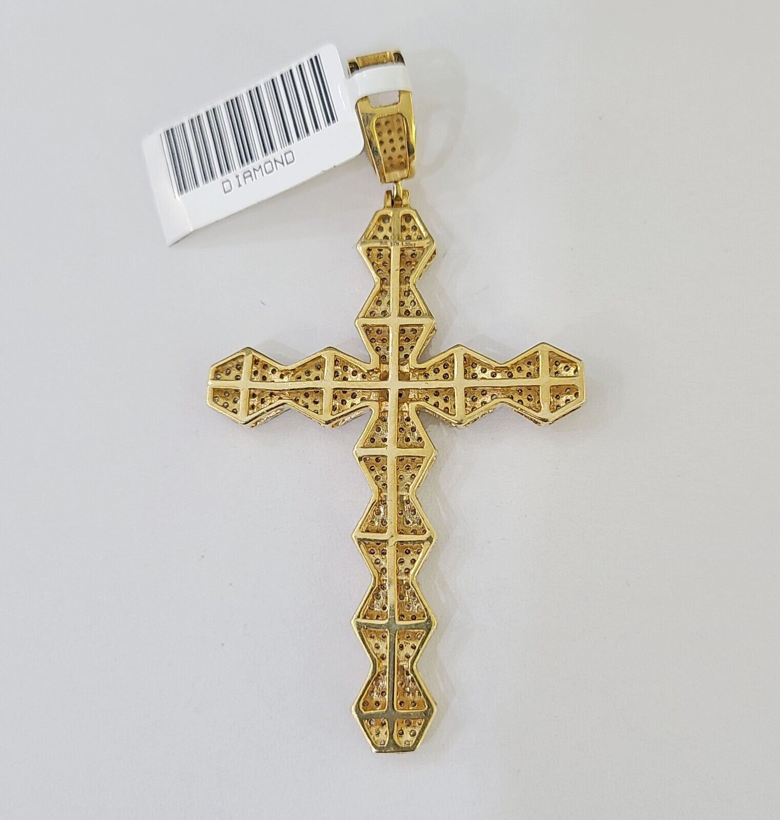 Real 10k Yellow Gold Diamond Cross Charm Men Women Pendant Genuine 2.5" - Reva Jeweler
