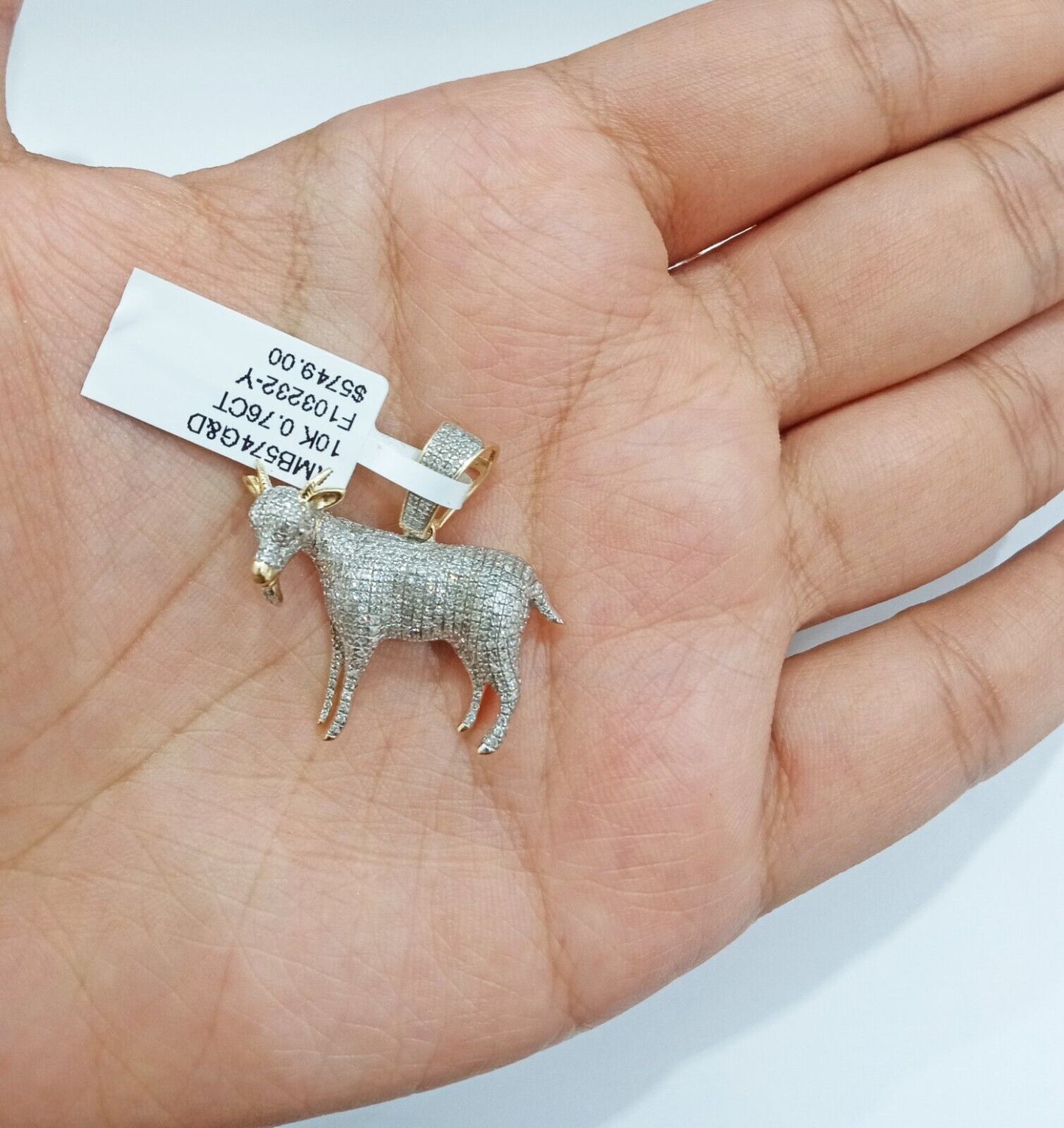 Real 10k Yellow Gold Diamond Goat Charm & Natural Diamonds 0.75 CT GOAT Pendant - GoldenlinQ