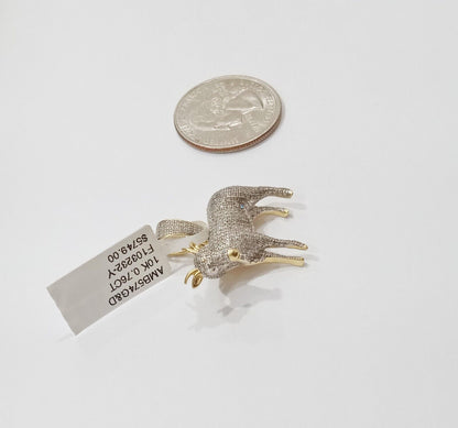 Real 10k Yellow Gold Diamond Goat Charm & Natural Diamonds 0.75 CT GOAT Pendant - GoldenlinQ