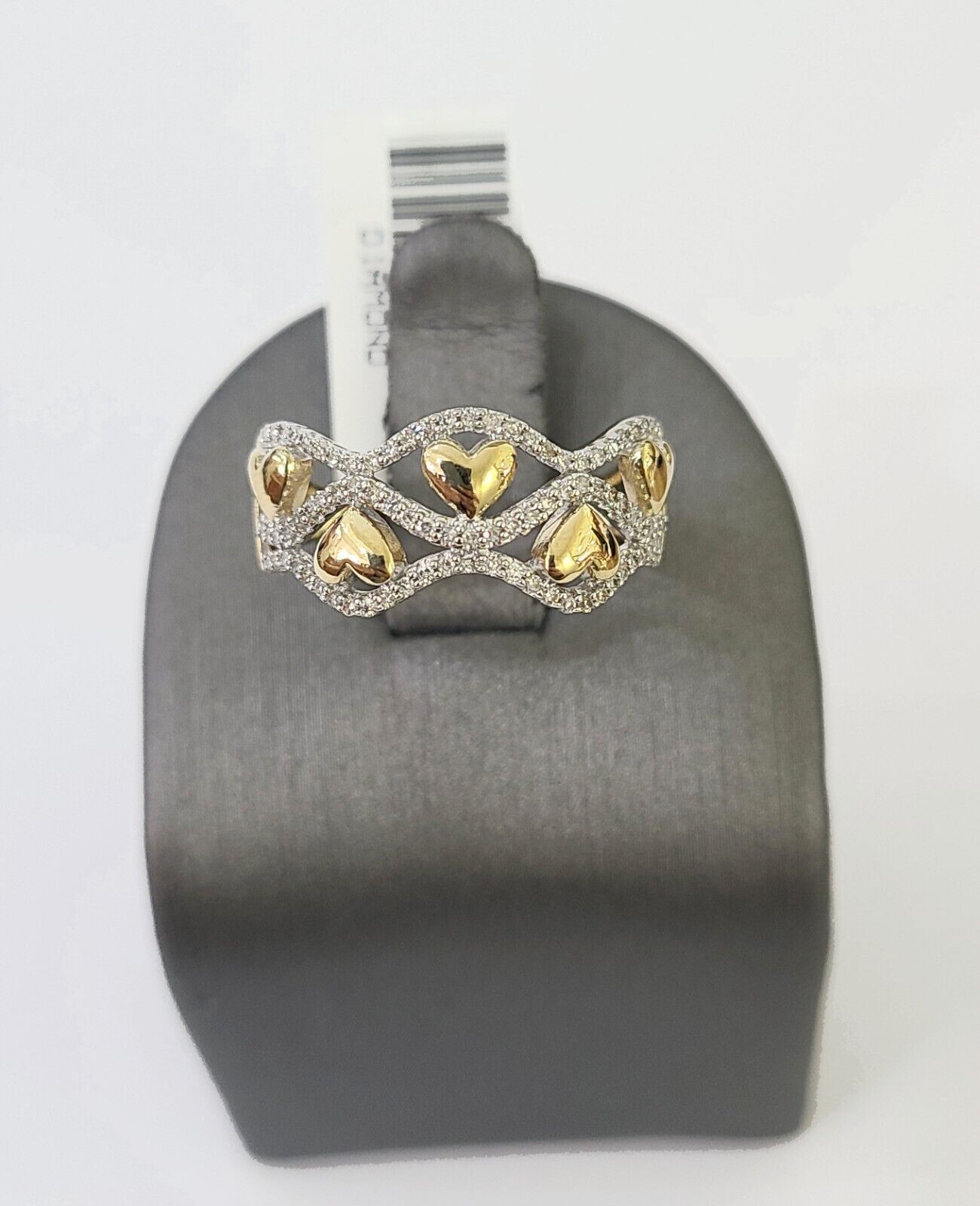 Real 10k Yellow Gold Diamond Ladies Ring 5 Hearts Women Engagement Wedding - Reva Jeweler