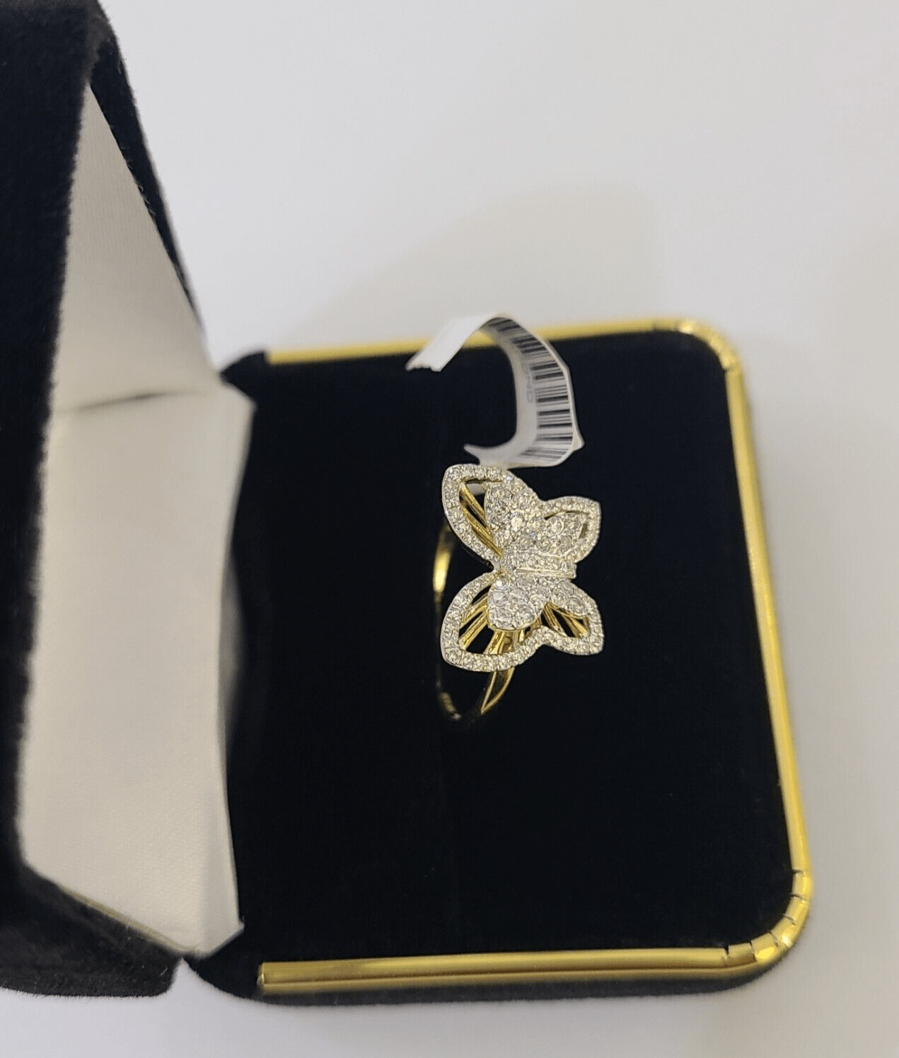 Real 10k Yellow Gold Diamond Ladies Ring Butterfly Women Engagement Wedding - Reva Jeweler