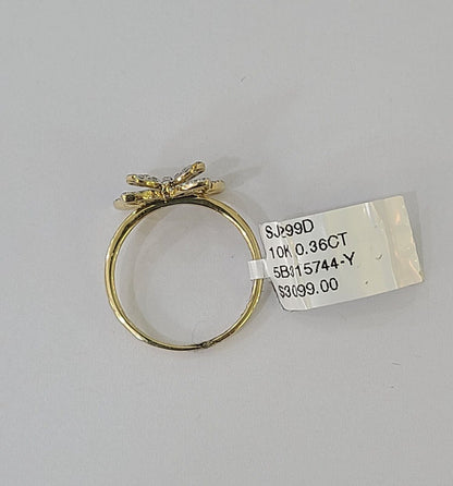 Real 10k Yellow Gold Diamond Ladies Ring Butterfly Women Engagement Wedding - Reva Jeweler