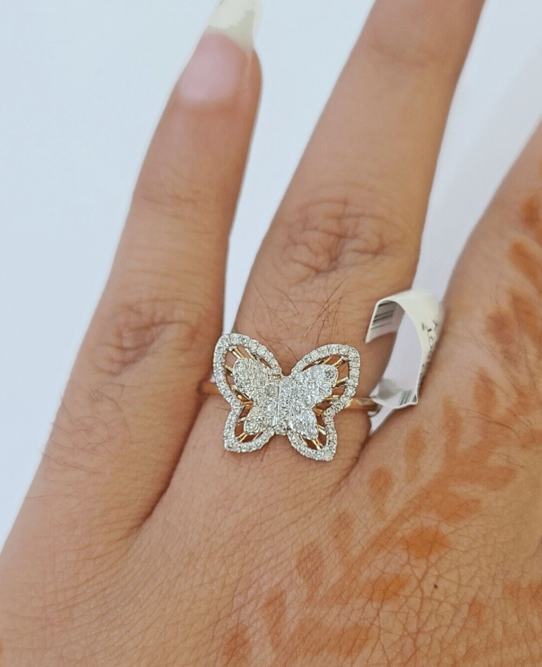 Real 10k Yellow Gold Diamond Ladies Ring Butterfly Women Engagement Wedding - Reva Jeweler