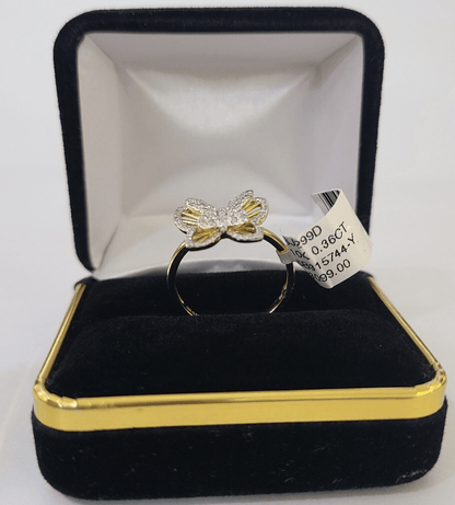 Real 10k Yellow Gold Diamond Ladies Ring Butterfly Women Engagement Wedding - Reva Jeweler
