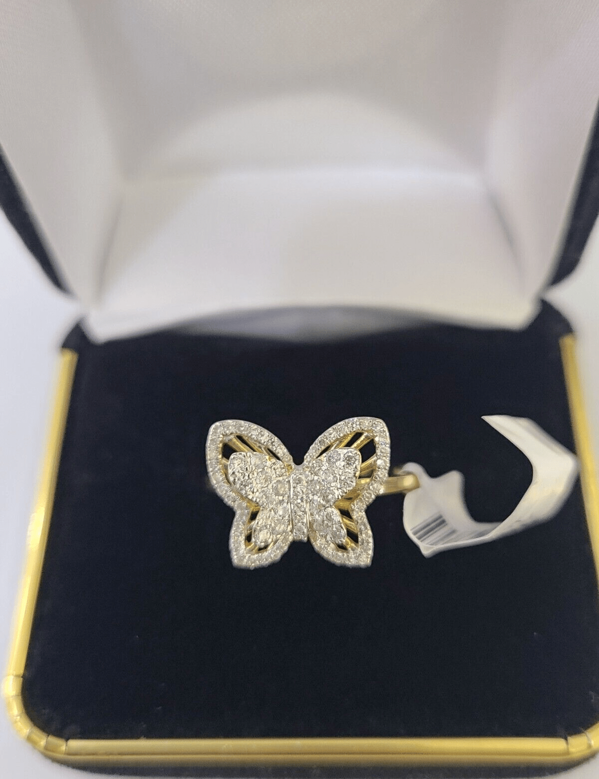 Real 10k Yellow Gold Diamond Ladies Ring Butterfly Women Engagement Wedding - Reva Jeweler