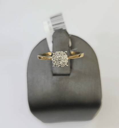 Real 10k Yellow Gold Diamond Ladies Ring Flower Shaped Women Engagement Casual - Reva Jeweler
