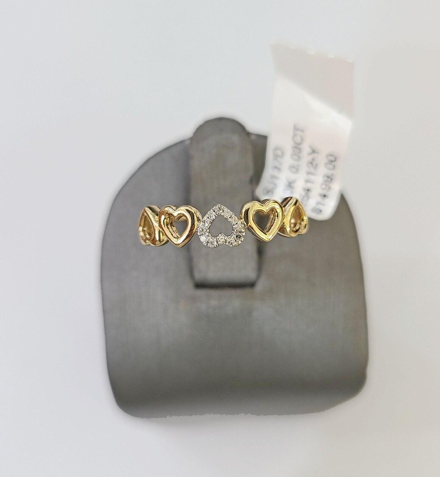 Real 10k Yellow Gold Diamond Ladies Ring Heart Shaped Women Engagement Wedding - Reva Jeweler