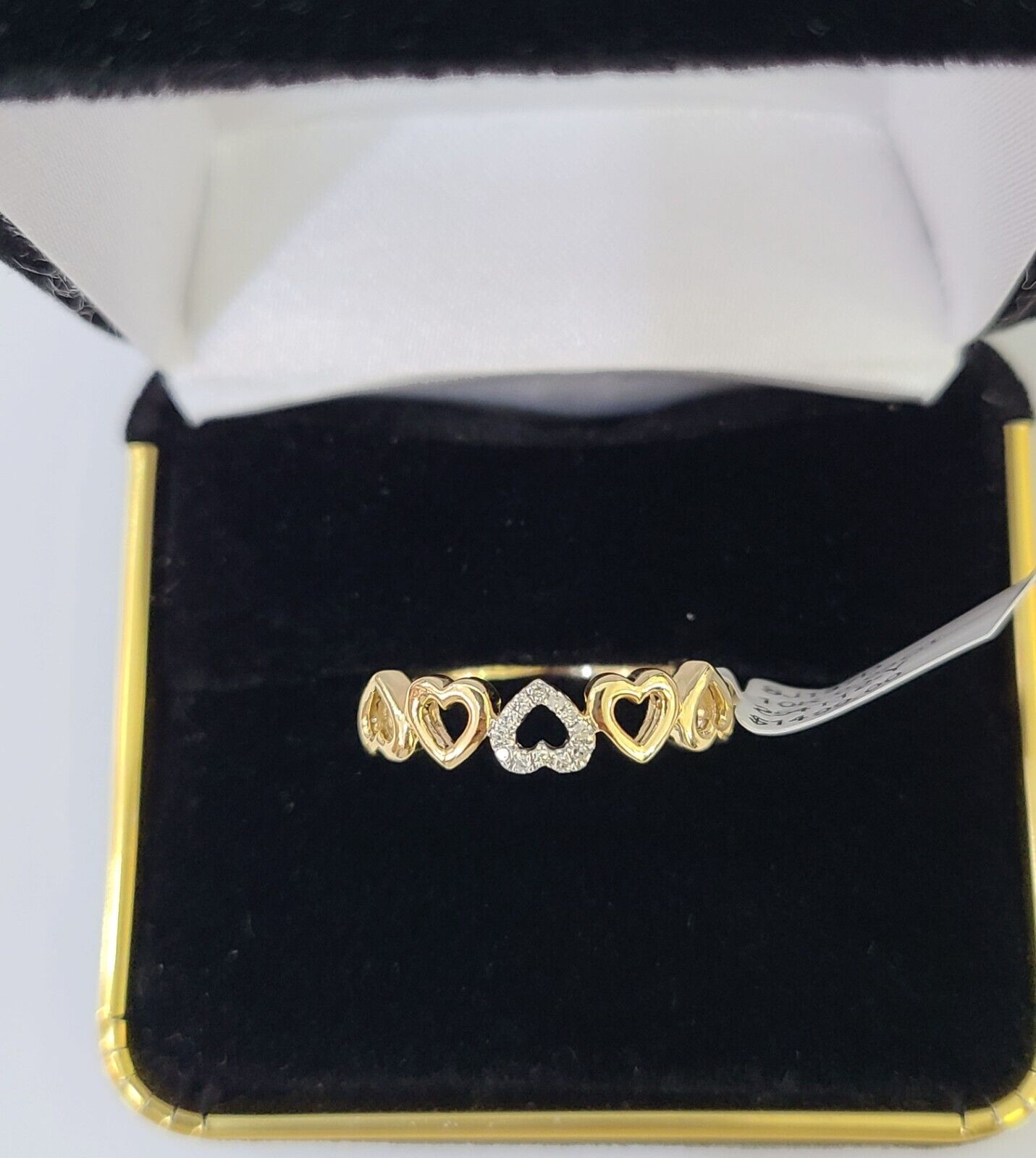 Real 10k Yellow Gold Diamond Ladies Ring Heart Shaped Women Engagement Wedding - Reva Jeweler