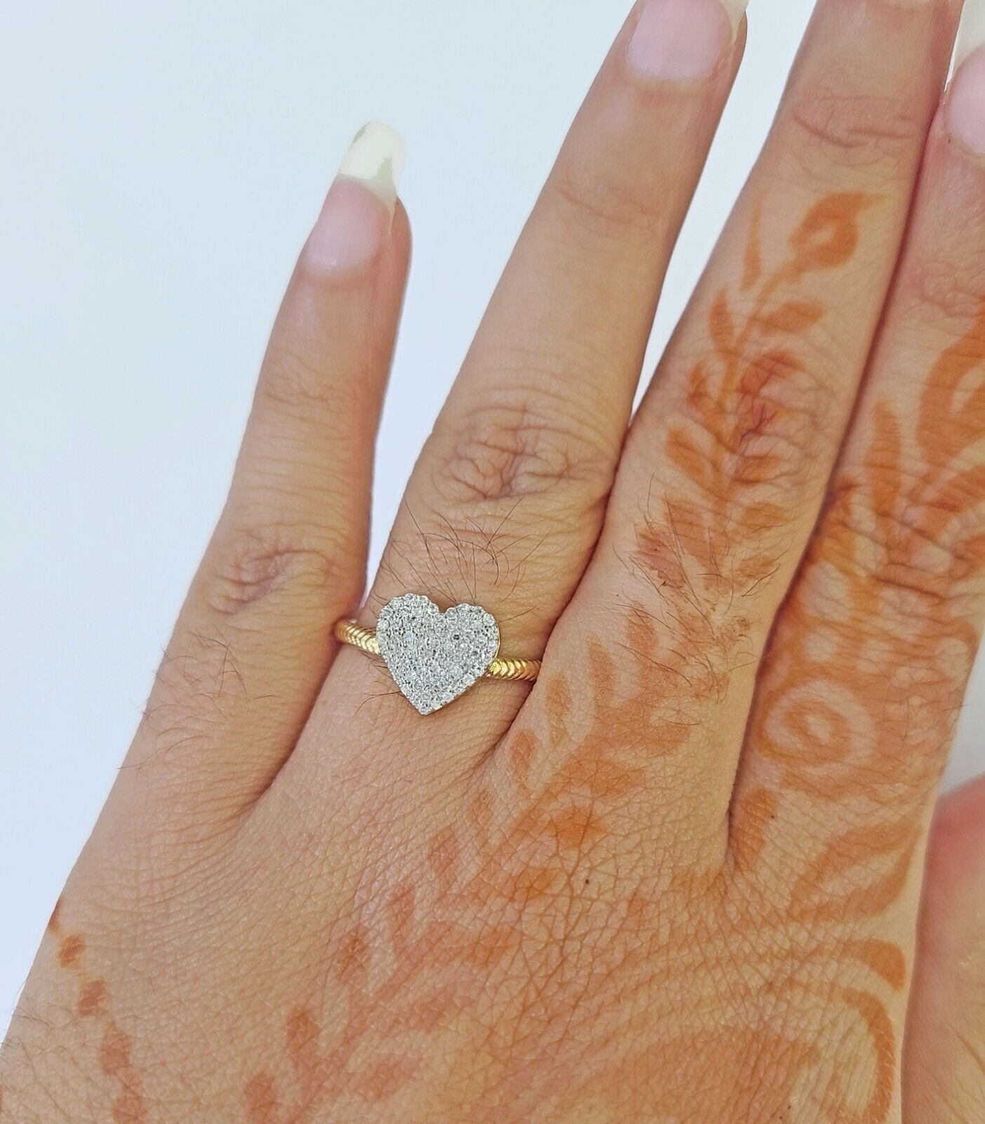 Real 10k Yellow Gold Diamond Ladies Ring Heart Shaped Women Engagement Wedding - Reva Jeweler