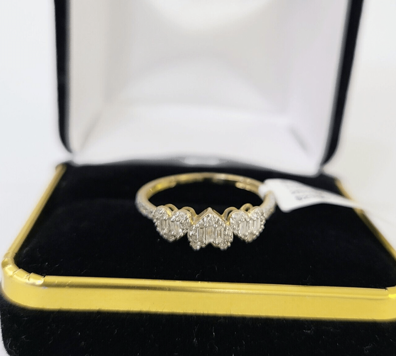 Real 10k Yellow Gold Diamond Ladies Ring Heart Shaped Women Engagement Wedding - Reva Jeweler