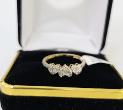 Real 10k Yellow Gold Diamond Ladies Ring Heart Shaped Women Engagement Wedding - Reva Jeweler