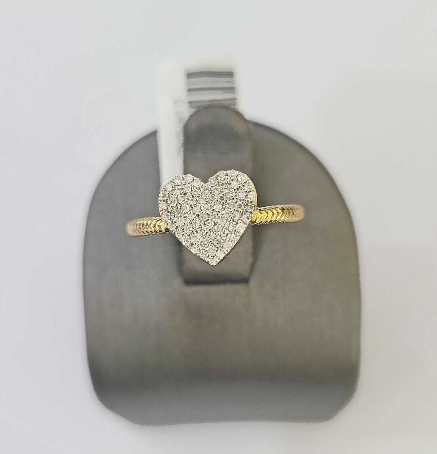 Real 10k Yellow Gold Diamond Ladies Ring Heart Shaped Women Engagement Wedding - Reva Jeweler