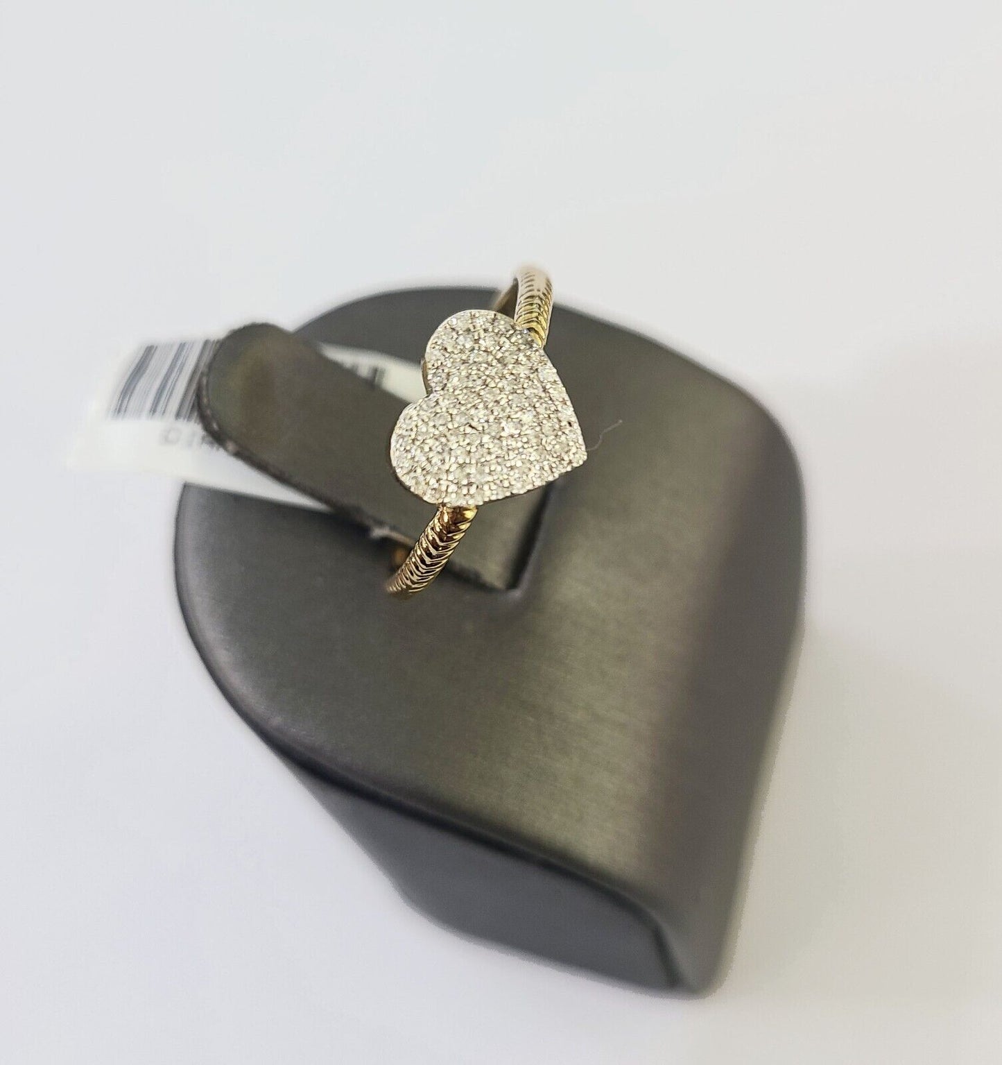 Real 10k Yellow Gold Diamond Ladies Ring Heart Shaped Women Engagement Wedding - Reva Jeweler