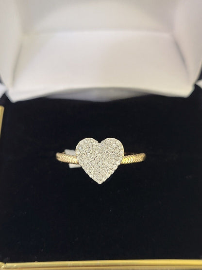 Real 10k Yellow Gold Diamond Ladies Ring Heart Shaped Women Engagement Wedding - Reva Jeweler