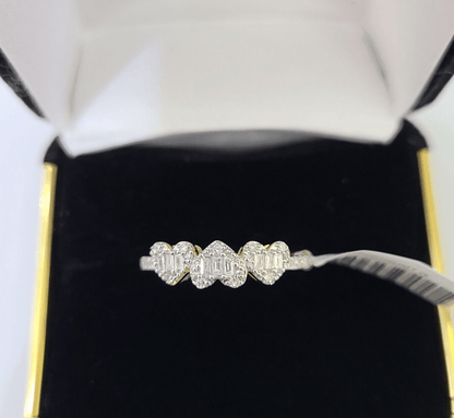 Real 10k Yellow Gold Diamond Ladies Ring Heart Shaped Women Engagement Wedding - Reva Jeweler