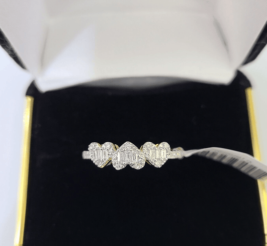 Real 10k Yellow Gold Diamond Ladies Ring Heart Shaped Women Engagement Wedding - Reva Jeweler