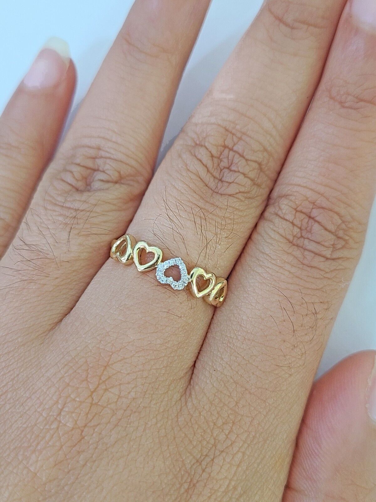 Real 10k Yellow Gold Diamond Ladies Ring Heart Shaped Women Engagement Wedding - Reva Jeweler
