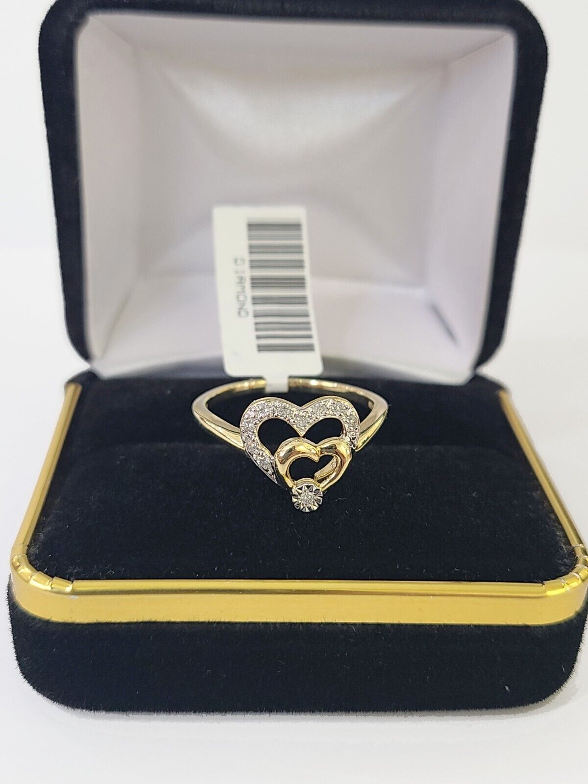 REAL 10k Yellow Gold Diamond Ladies Ring Hearts Women Engagement Wedding - Reva Jeweler