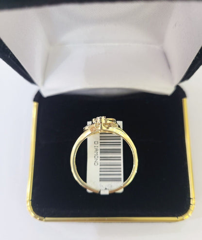 REAL 10k Yellow Gold Diamond Ladies Ring Hearts Women Engagement Wedding - Reva Jeweler