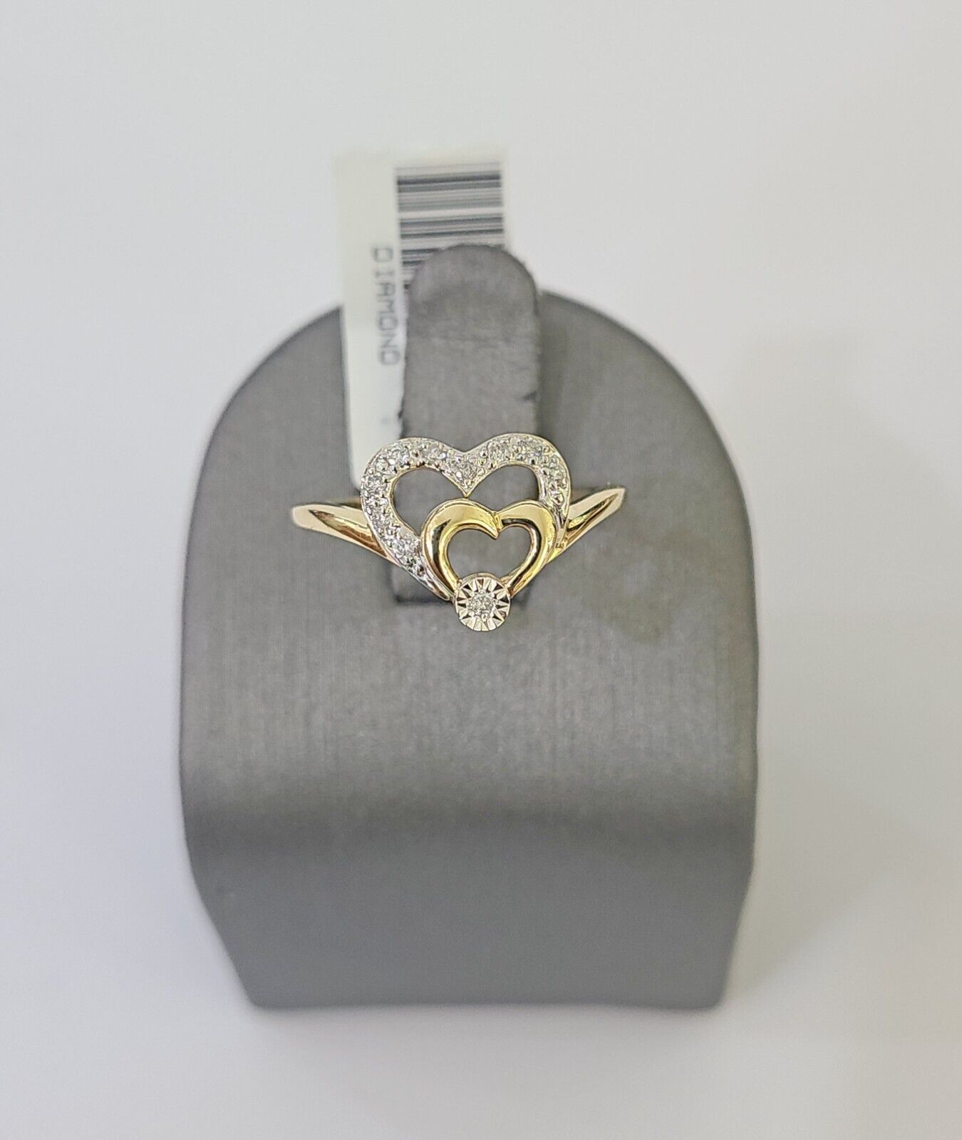 REAL 10k Yellow Gold Diamond Ladies Ring Hearts Women Engagement Wedding - Reva Jeweler