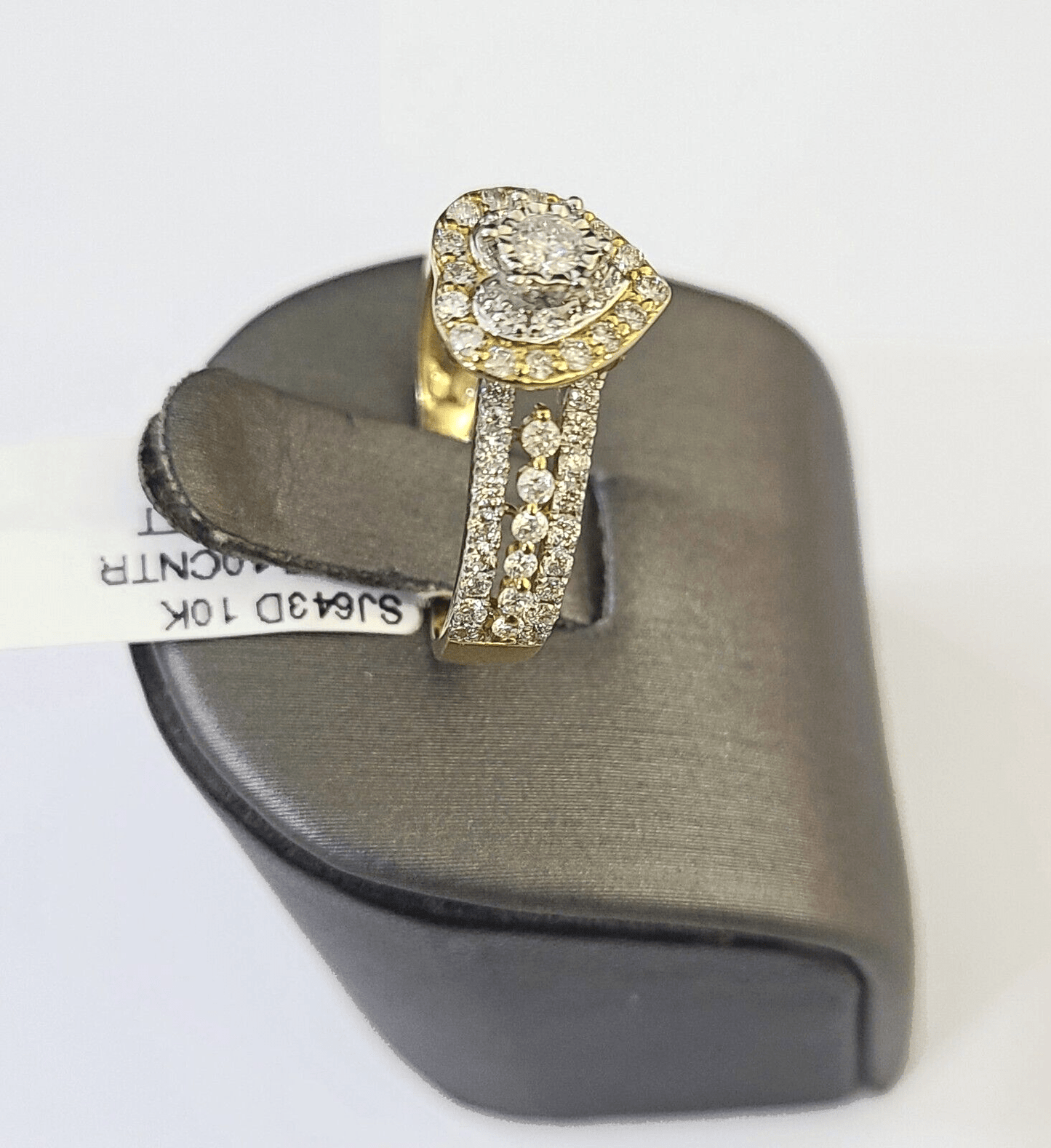 REAL 10k Yellow Gold Diamond Ladies Ring Hearts Women Engagement Wedding - Reva Jeweler
