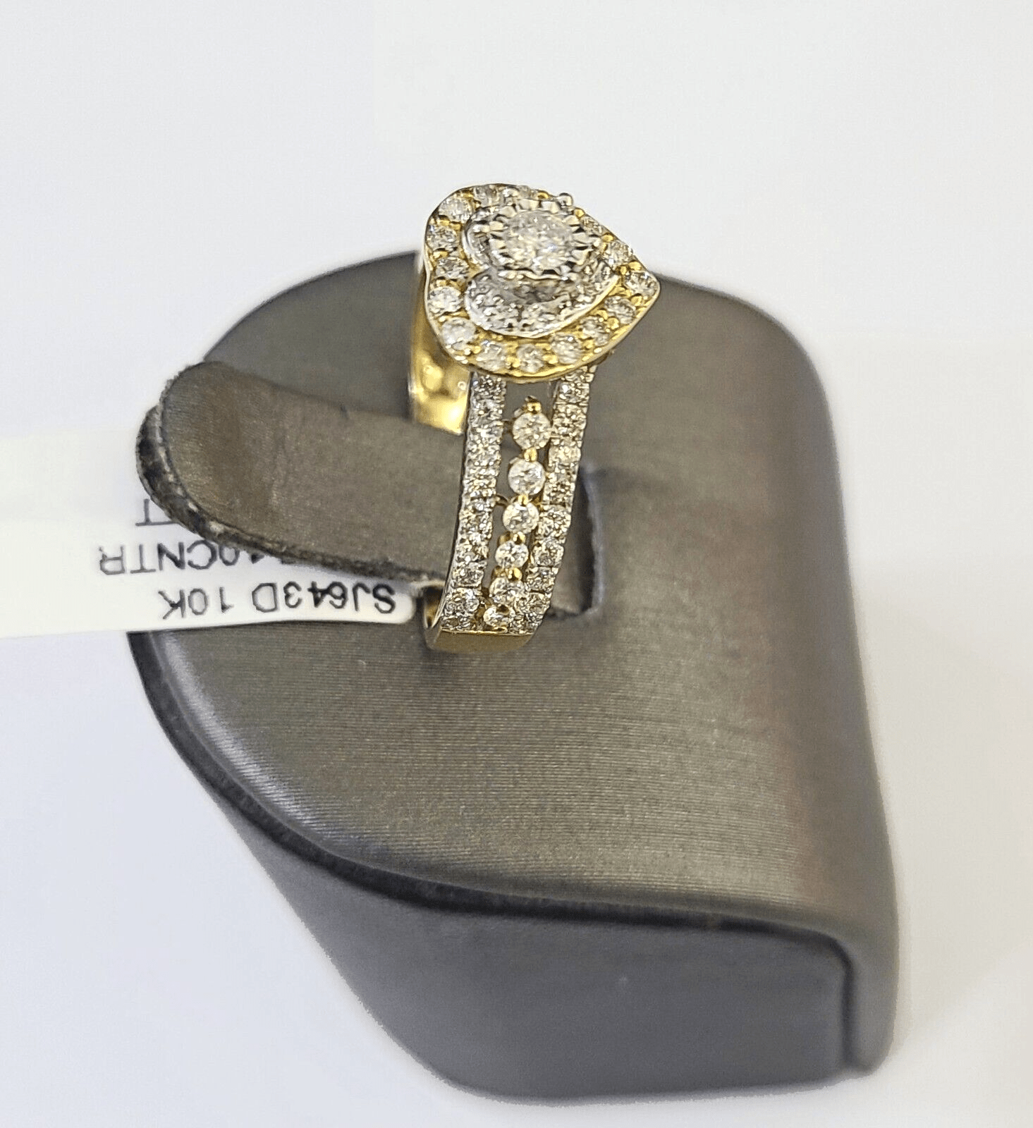REAL 10k Yellow Gold Diamond Ladies Ring Hearts Women Engagement Wedding - Reva Jeweler