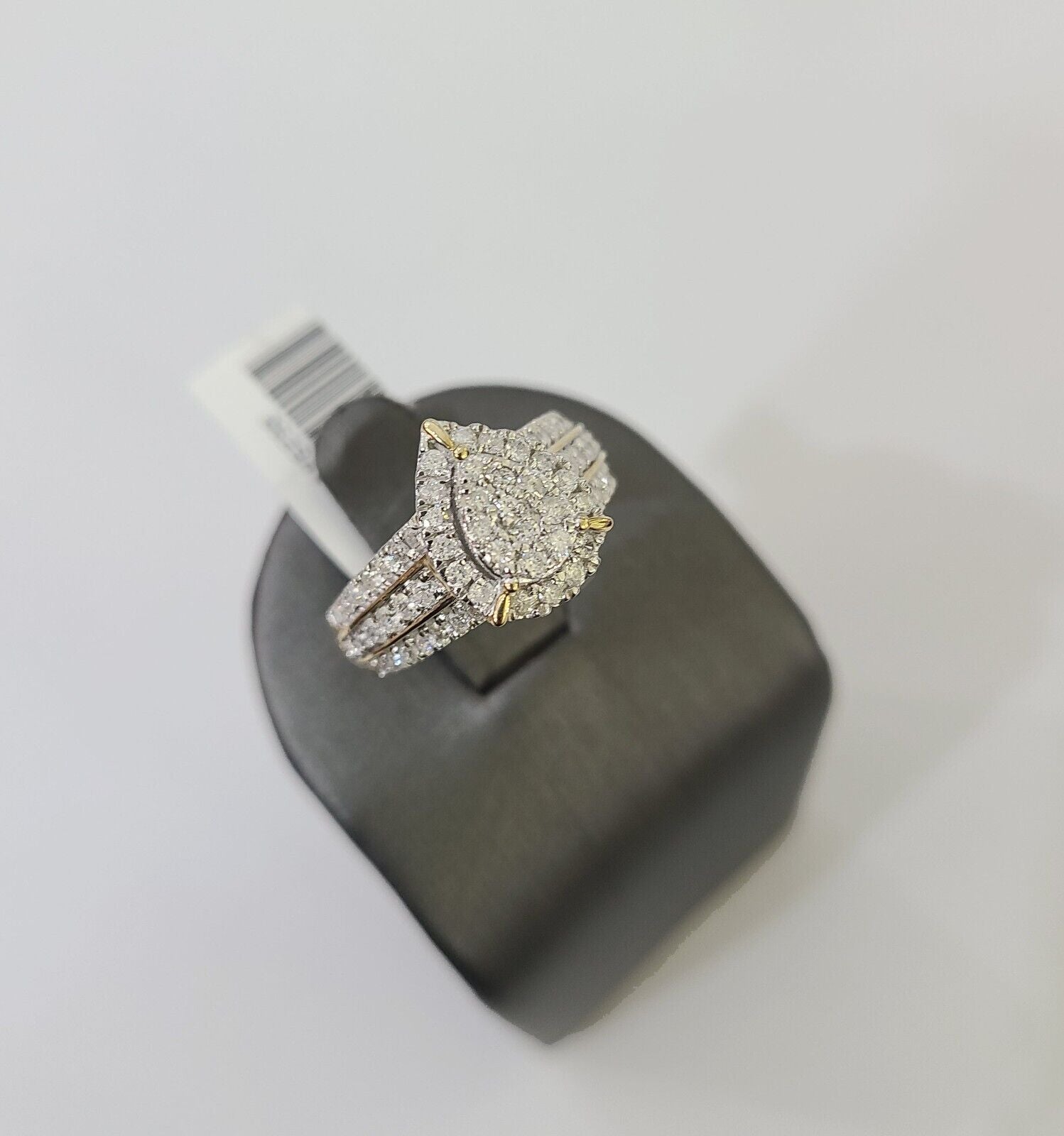 Real 10k Yellow Gold Diamond Ladies Ring pear Shape Women Engagement Wedding - Reva Jeweler