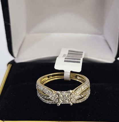 Real 10k Yellow Gold Diamond Ladies Ring SET Women Engagement Wedding - Reva Jeweler