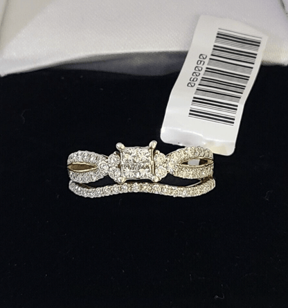 Real 10k Yellow Gold Diamond Ladies Ring SET Women Engagement Wedding - Reva Jeweler