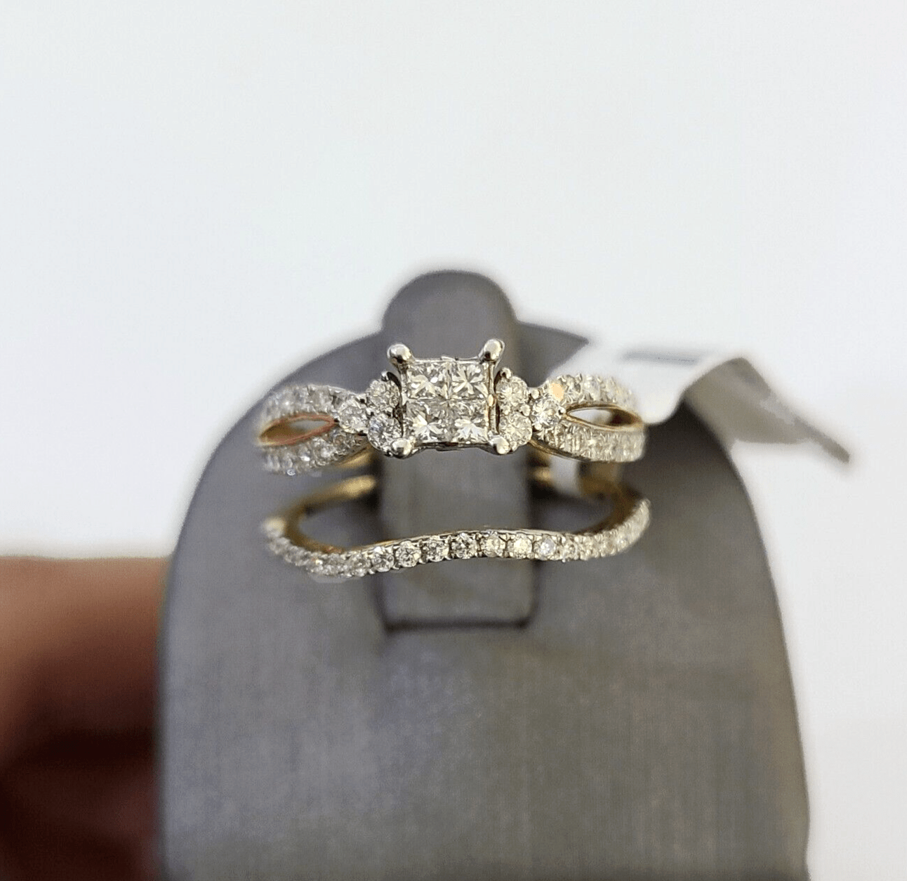Real 10k Yellow Gold Diamond Ladies Ring SET Women Engagement Wedding - Reva Jeweler