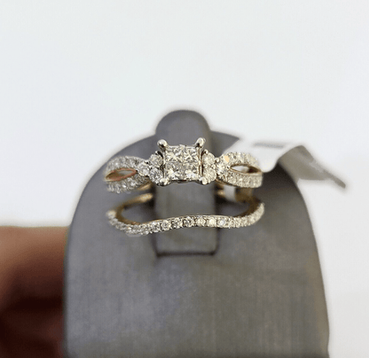 Real 10k Yellow Gold Diamond Ladies Ring SET Women Engagement Wedding - Reva Jeweler