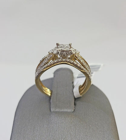 Real 10k Yellow Gold Diamond Ladies Ring SET Women Engagement Wedding - Reva Jeweler