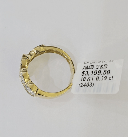 Real 10k Yellow Gold Diamond Ladies Ring Women Casual Engagement Wedding - Reva Jeweler