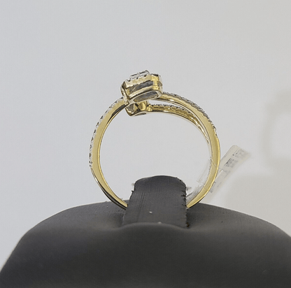 Real 10k Yellow Gold Diamond Ladies Ring Women Casual Engagement Wedding - GoldenlinQ
