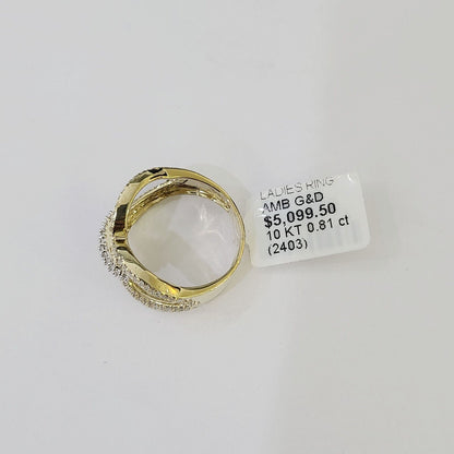 Real 10k Yellow Gold Diamond Ladies Ring Women Casual Engagement Wedding - Reva Jeweler