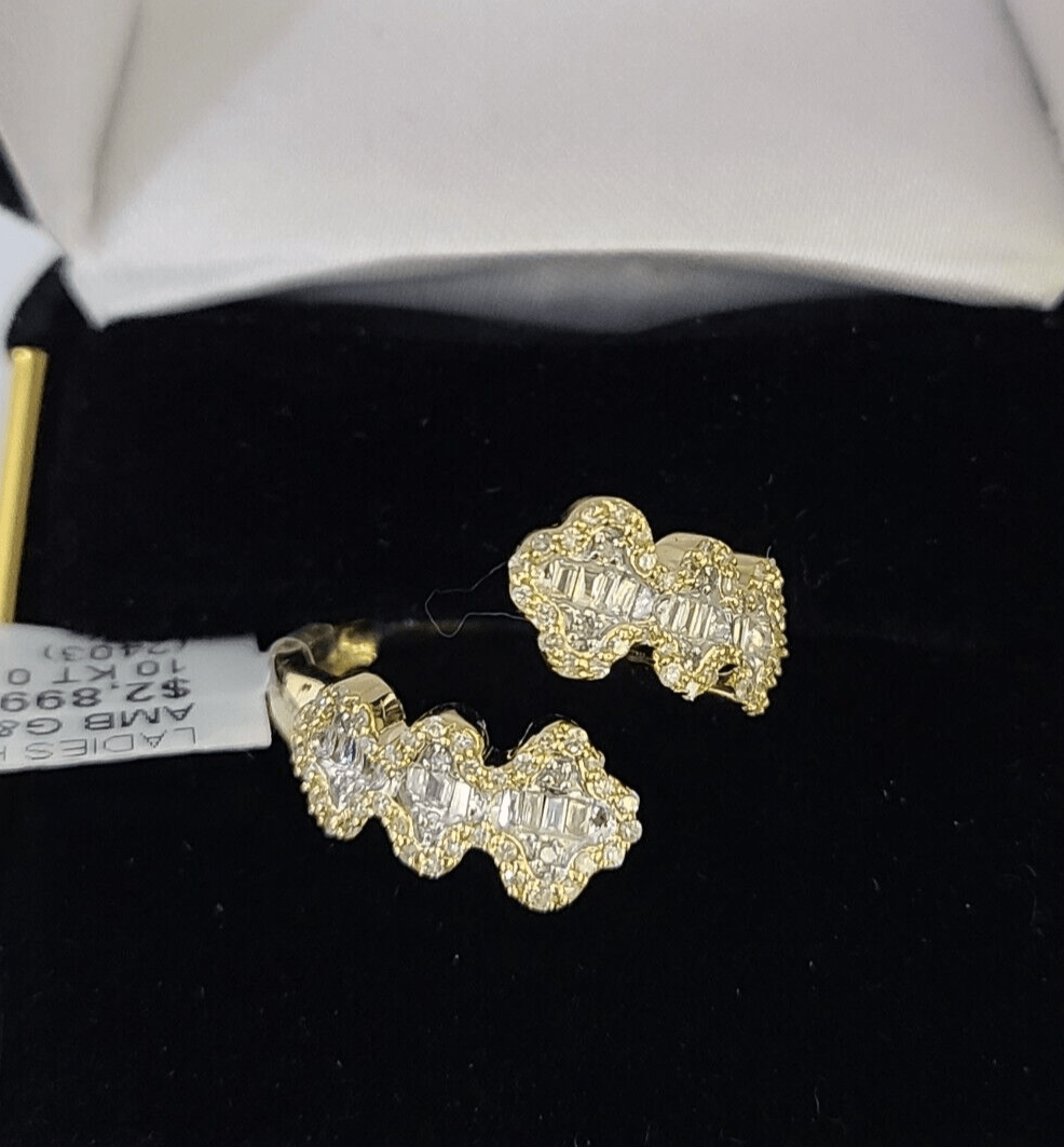 Real 10k Yellow Gold Diamond Ladies Ring Women Casual Engagement Wedding - Reva Jeweler