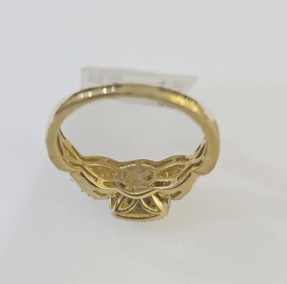 Real 10k Yellow Gold Diamond Ladies Ring Women Casual Engagement Wedding - GoldenlinQ
