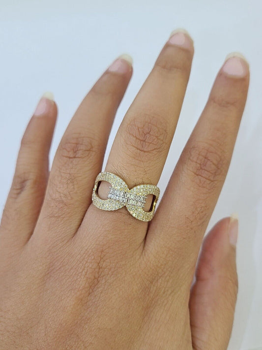 Real 10k Yellow Gold Diamond Ladies Ring Women Casual Engagement Wedding - Reva Jeweler