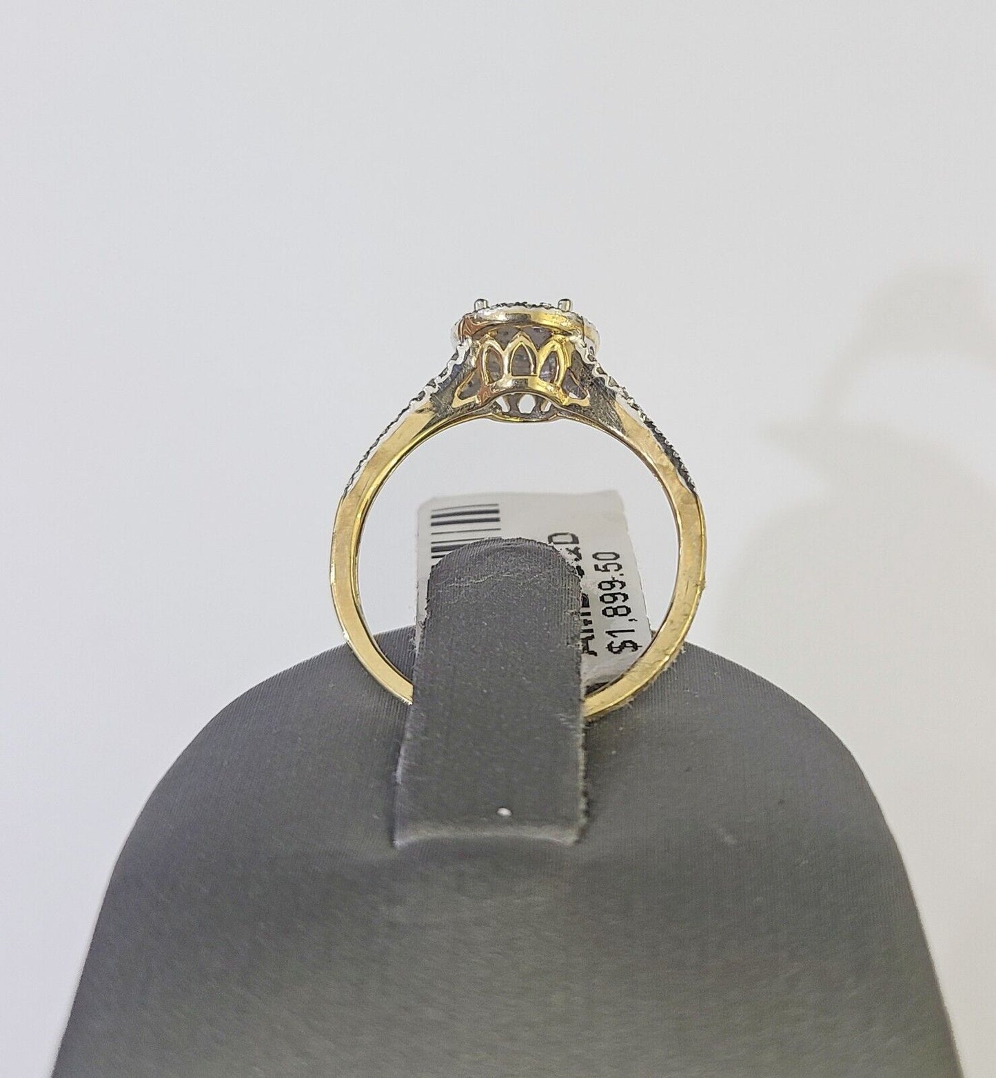 Real 10k Yellow Gold Diamond Ladies Ring Women Casual Engagement Wedding - GoldenlinQ