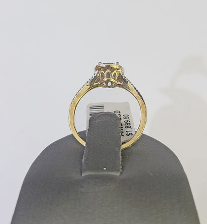 Real 10k Yellow Gold Diamond Ladies Ring Women Casual Engagement Wedding - GoldenlinQ