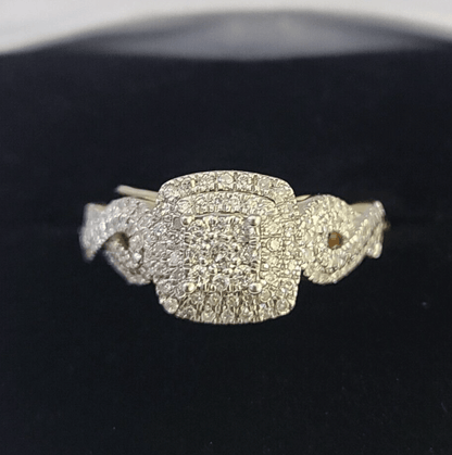 Real 10k Yellow Gold Diamond Ladies Ring Women Casual Engagement Wedding - GoldenlinQ