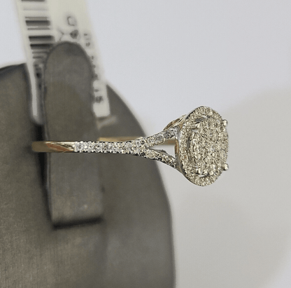 Real 10k Yellow Gold Diamond Ladies Ring Women Casual Engagement Wedding - GoldenlinQ