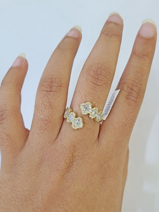 Real 10k Yellow Gold Diamond Ladies Ring Women Casual Engagement Wedding - Reva Jeweler