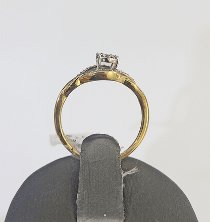 Real 10k Yellow Gold Diamond Ladies Ring Women Casual Engagement Wedding - GoldenlinQ
