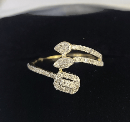 Real 10k Yellow Gold Diamond Ladies Ring Women Casual Engagement Wedding - GoldenlinQ