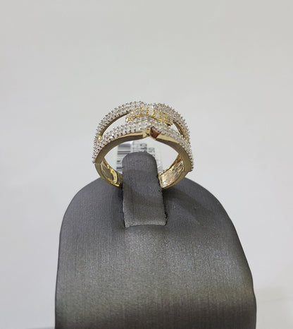 Real 10k Yellow Gold Diamond Ladies Ring Women Casual Engagement Wedding - Reva Jeweler