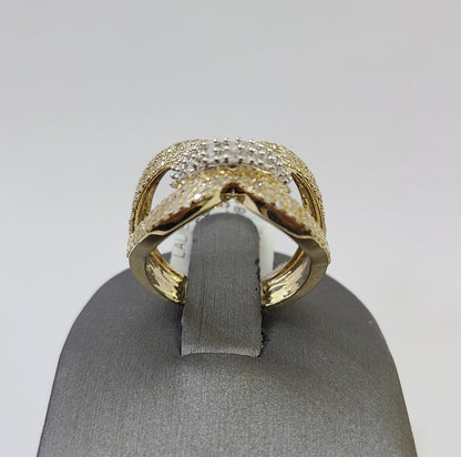 Real 10k Yellow Gold Diamond Ladies Ring Women Casual Engagement Wedding - Reva Jeweler