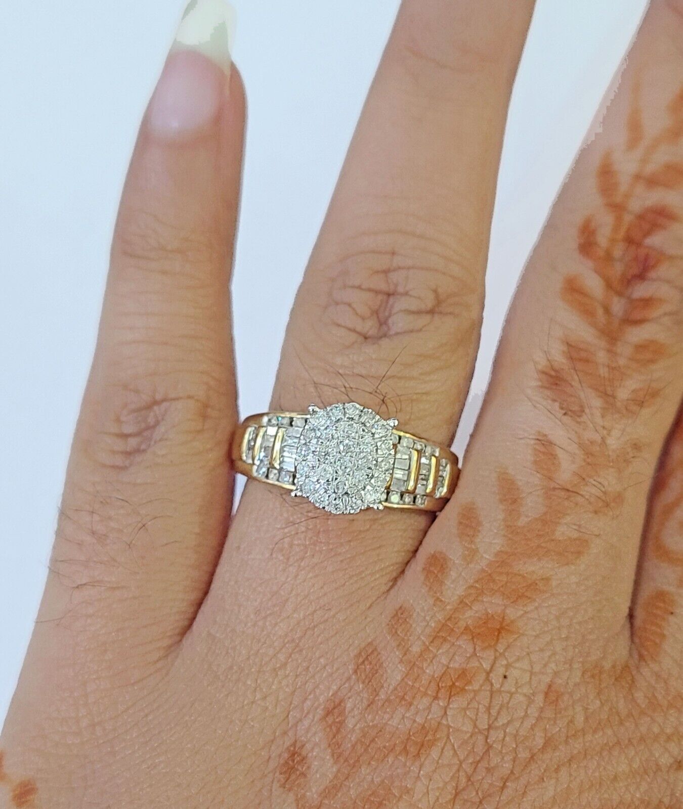 Real 10k Yellow Gold Diamond Ladies Ring Women Engagement Wedding - Reva Jeweler