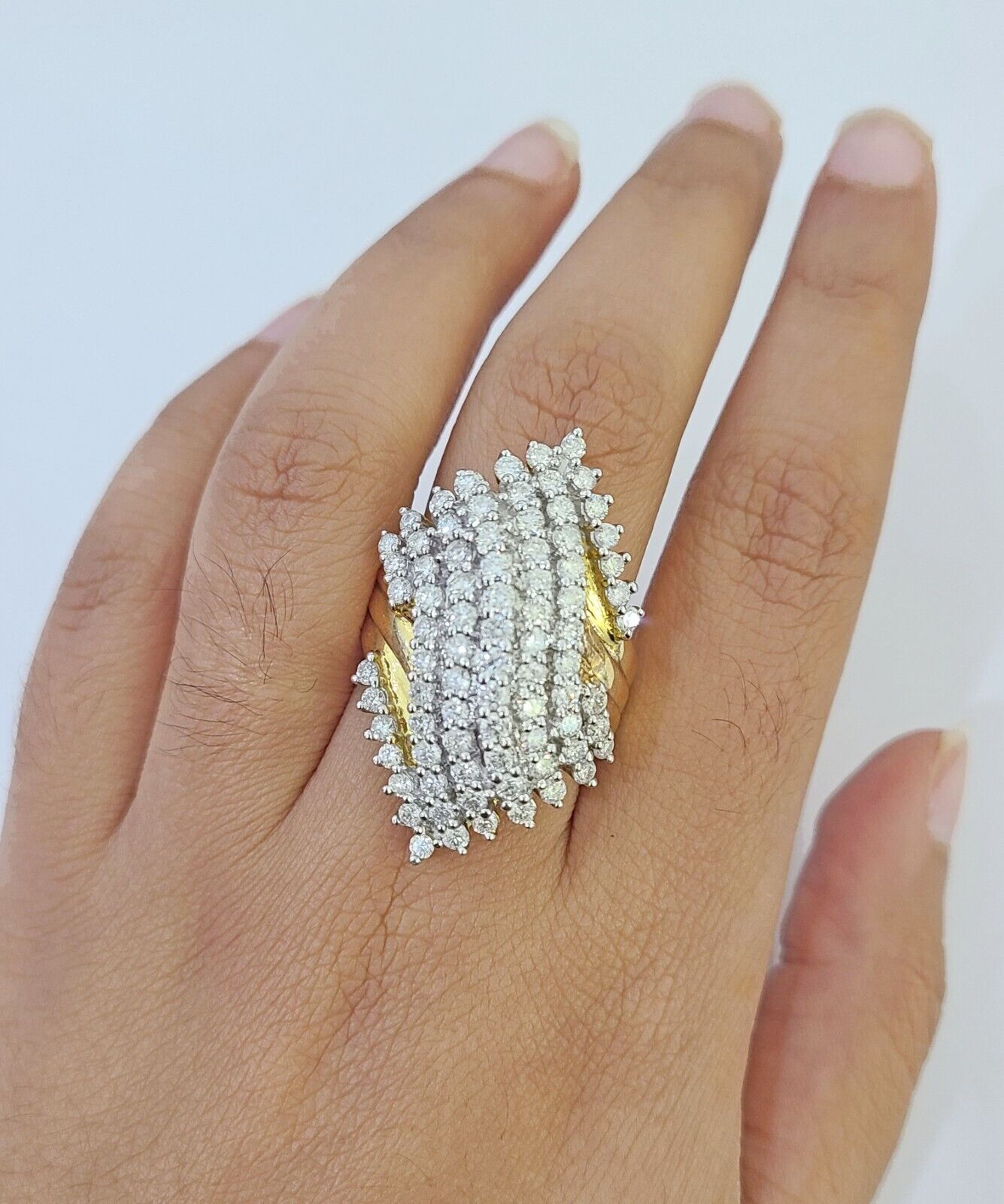 Real 10k Yellow Gold Diamond Ladies Ring Women Engagement Wedding - Reva Jeweler