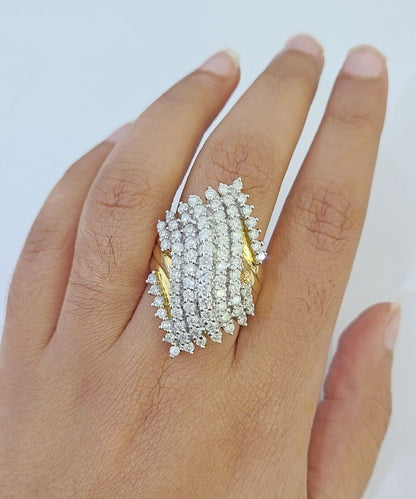 Real 10k Yellow Gold Diamond Ladies Ring Women Engagement Wedding - Reva Jeweler
